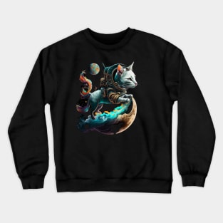 Space Kitten Fairy Tale Cat Castronaut Galaxy Moon Stars Crewneck Sweatshirt